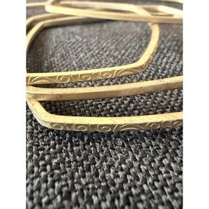 Vintage Brass Square Ornate Etched Bangles Bracelets - 4
